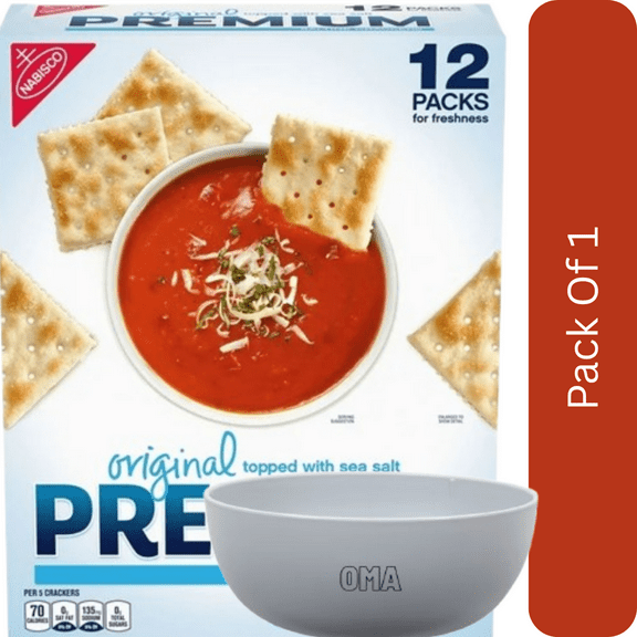 Premium Original Saltine Crackers, 4 oz., 12 Pack with white bowl by OMA
