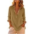 thumbnail image 3 of GERsome Button Down Shirts for Women Long Sleeve Collared V-Neck Comfy Cotton Casual Loose Fit Dressy Blouses Green 2XL, 3 of 5