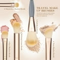 thumbnail image 4 of 5 Pack Travel Makeup Brush Set, travel make up brushes sets mini eye shadow kits small size eyeshadow case eyes makup brushed makeuo soft brushs basic cosmetic profesional tools (Sky Blue), 4 of 7