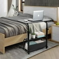 thumbnail image 6 of Adjustable Table Student Computer Desk Portable Home Office Furniture Small Spaces Sofa Bedroom Bedside Learn Play Game Desk on Wheels Movable with Storage Size 31.5 * 15.7 Inch Brown A, 6 of 7