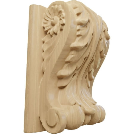 

3 1/2 W X 2 D X 4 1/2 H Small Acanthus Block W/ Backplate Wood Corbel Cherry