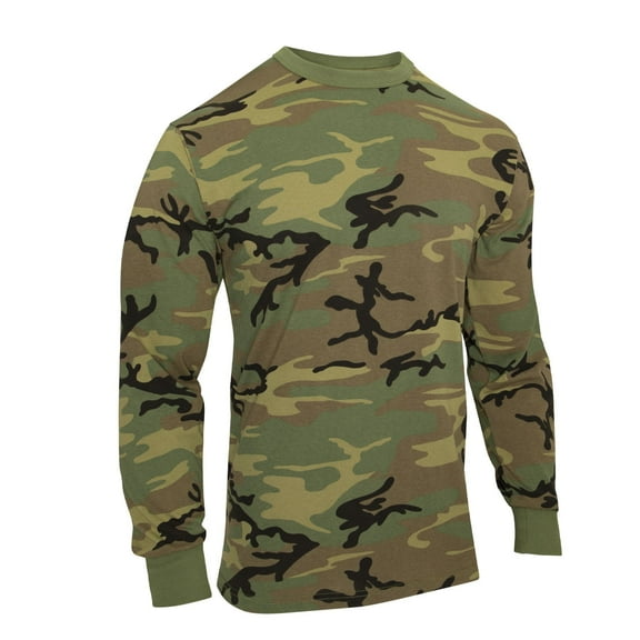 Rothco Long Sleeve Vintage T-Shirt - Woodland Camo,S