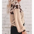 thumbnail image 3 of Leopardo Waffle Knit Suelto Casual Cuello En V Suéter De Manga Larga Botón Frontal Suave Jersey Para Mujer Caqui XXL, 3 of 7
