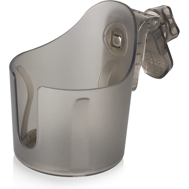 Universal Stroller Cup Holder, Cup Holder for Bike, Walker, Wheelchair, Scooter, Drink Holder Fits Large Size Cups, Water Bottles, Transparent Gray