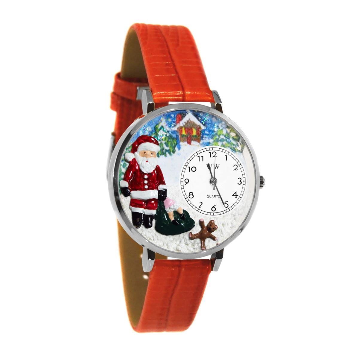 Whimsical Christmas Santa Claus Watch in Silver (Large)