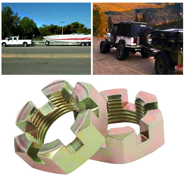 Kit d'Écrou de Remorque Galvanisé Robuste Durable de Remplacement pour Écrous de Roulement Usés Axe de Bateau Sécurisé avec Broche d'Arbre de 1 Pouce Rondelles Épingles de Pêche Remorques en Acier Inoxydable 2 Ensembles