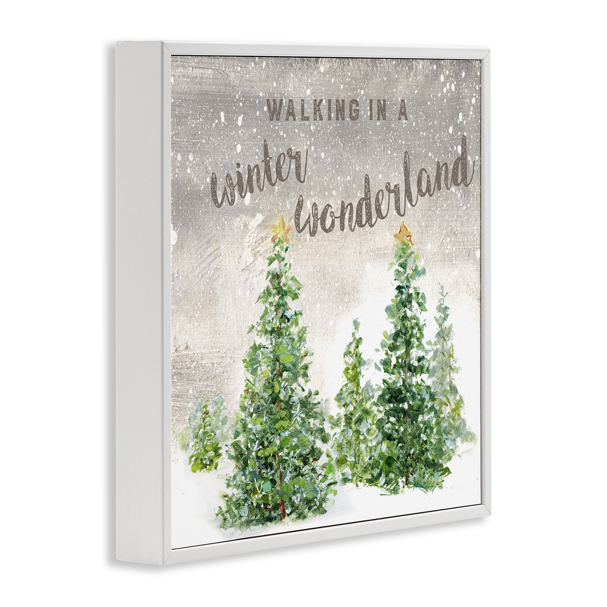 Stupell Industries Winter Wonderland Trees Holiday Painting White Framed Art Prints Wall Art, 12 x 12