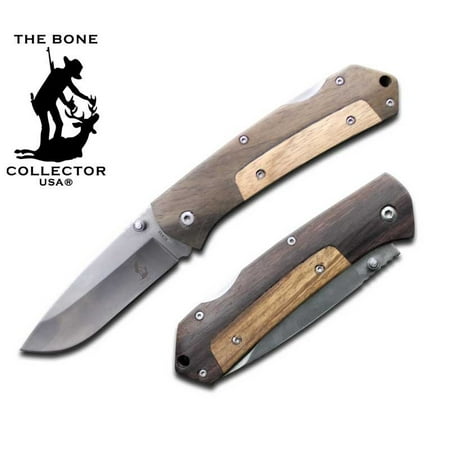 Pocket Bowie Black Wood Handle - Spanish wood handle hunting folding pocket knife BC840 The Bone Collector Series Pocket Knife (Steel)