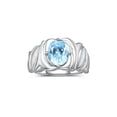 thumbnail image 1 of RYLOS Rings for Women 14K White Gold Ring Solitaire 9X7MM Oval Gemstone with Satin Finish Band December Blue Topaz Jewelry Size 9, 1 of 7