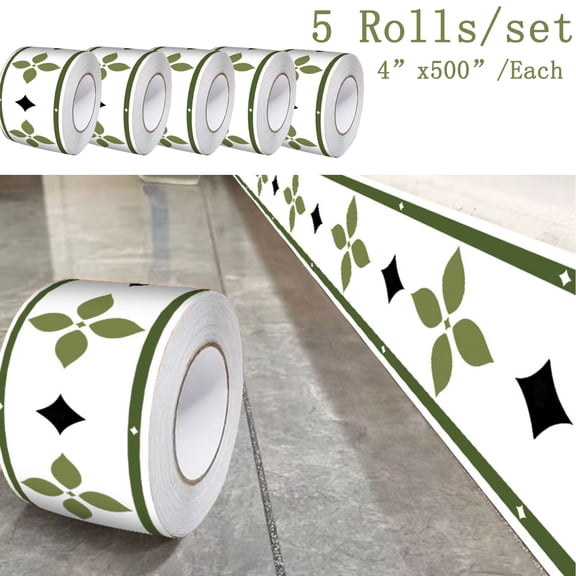Peel and Stick Waterproof Border Wall Decor Removable Self Adhesive PVC Vintage Tiles Sticker Wallpaper for Kitchen Bathroom Mirror, 4"x394"