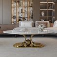 thumbnail image 5 of 49.2" Marble Coffee Table with Sintered Stone Top, Stainless Steel Base, 5 of 10