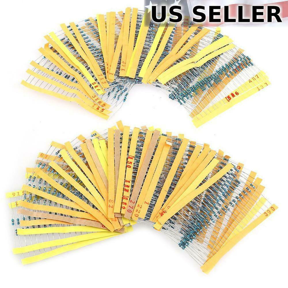 600 Pack 1/4W 1% Metal Film Resistors Assortment Pack 30 Values (10 Ω