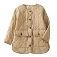 thumbnail image 2 of Dwaogom Women's Solid Color Plaid Pocket Cotton Jacket Button Cotton Jacket Long Sleeved Jacket Sweater Bubble Jacket Ladies Ripped Stretchy Jacket With Pockets, 2 of 3