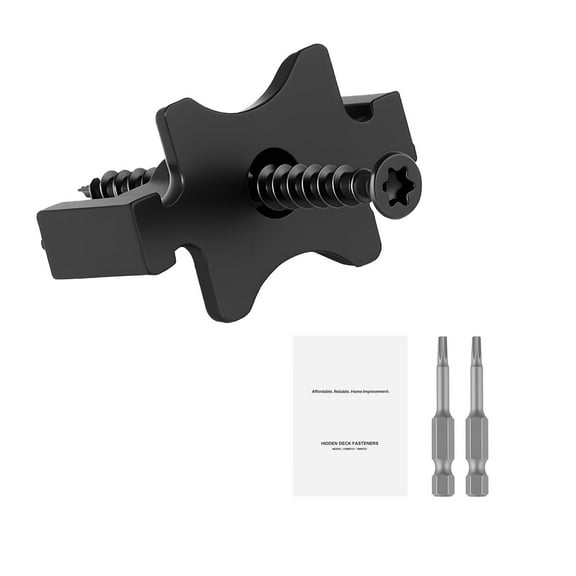 KFFKFF 250PCS Hidden Deck Fasteners for Composite Decking, Universal T Clips & Plastic Fasteners with Metal Screws, Polypropylene Clips for 0.26-Inch Gaps, Black