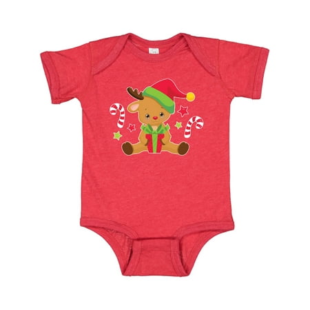 

Inktastic Cute Christmas Reindeer with Presents and Candy Canes Gift Baby Boy or Baby Girl Bodysuit