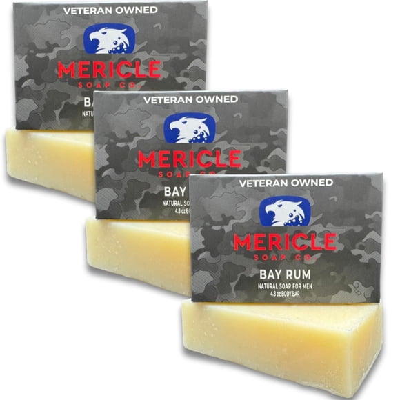 Mericle Soap Co. Bay Rum Barra corporal orgánica de 4.8 oz | Propiedad de veteranos | Tecnología tradicional de proceso en frío | Ingredientes Naturales | Sin productos químicos agresivos | Exfoliante