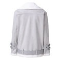 thumbnail image 3 of BiZtdJrK Moto Biker Jackets for Women Fashion Faux Suede Leather Coats Casual Slant Zip Long Sleeve Sherpa Lined Jacket with Pockets Sales for Today Gray M, 3 of 7