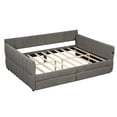 thumbnail image 6 of Euroco Upholstery Queen Size Platform Bed, Sofa Bed with USB Charging Station and 2 Drawers, Gray, 6 of 15