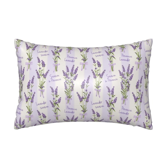 Silk Pillow Case for Hair And Skin Queen - Lavender Flowers Bow Tie Cooling Sleep Throw Pillow Covers Standard Size 20x30in, comfort Satin Pillowcase with Zipper for Women Men