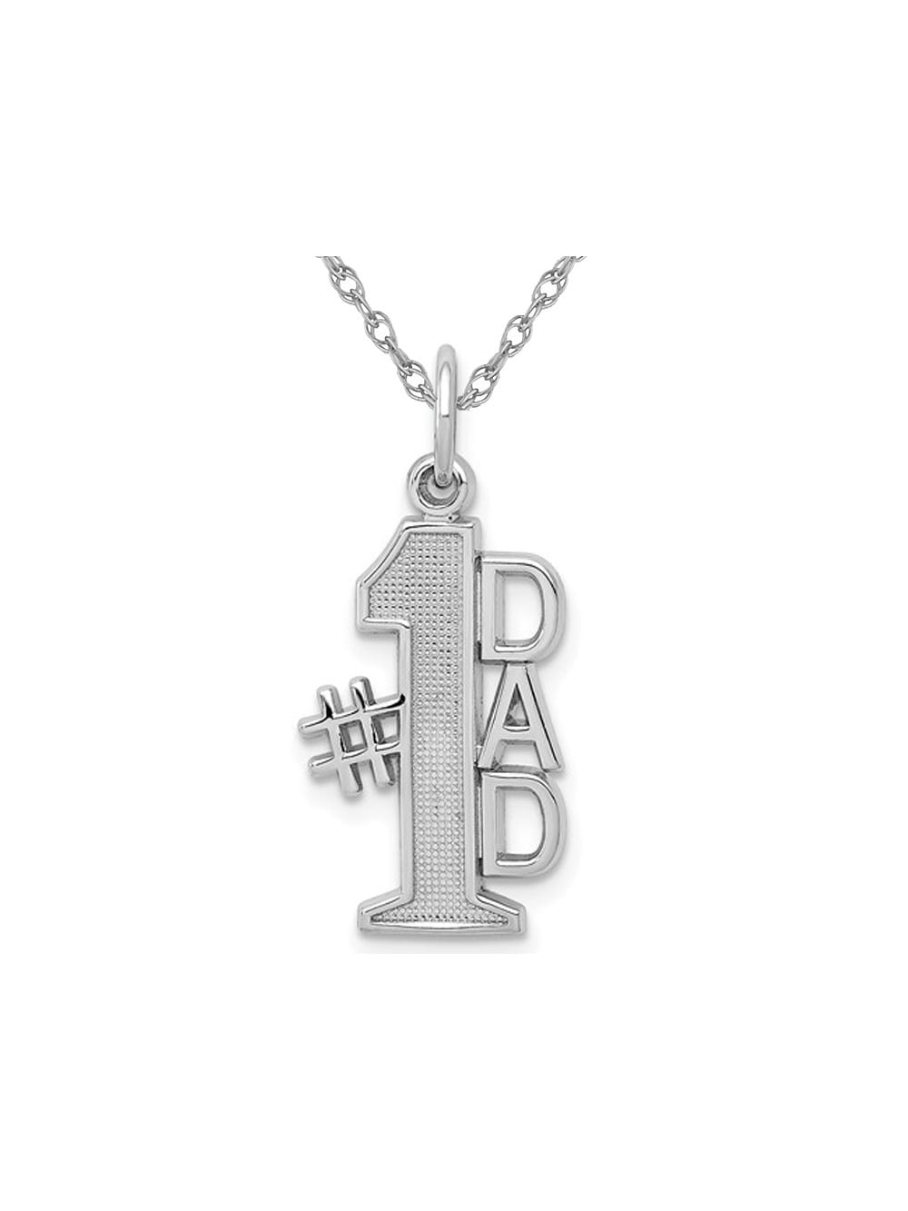 14K White Gold #1 DAD Charm Pendant 