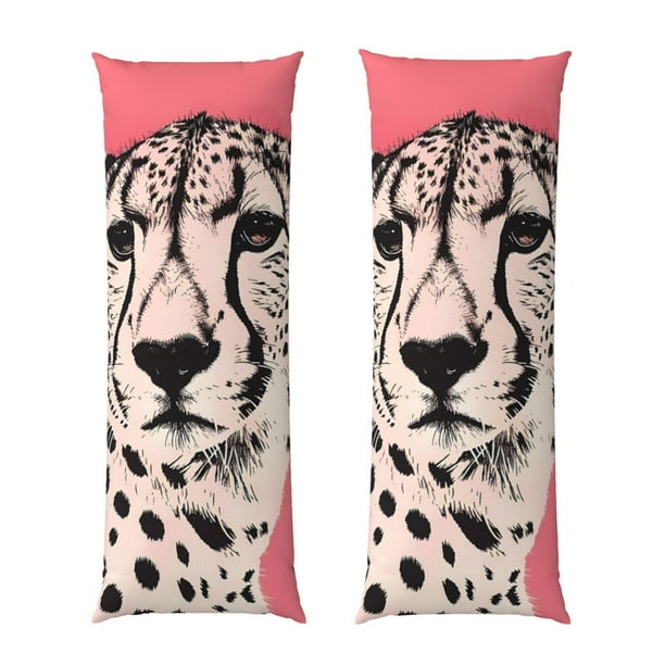 Balery Pink Cheetah Art Funda Protectora para Almohada Corporal de Algodón Hipoalergénico con Cierre(55 x 21 pulgadas), Almohadas No Incluidas
