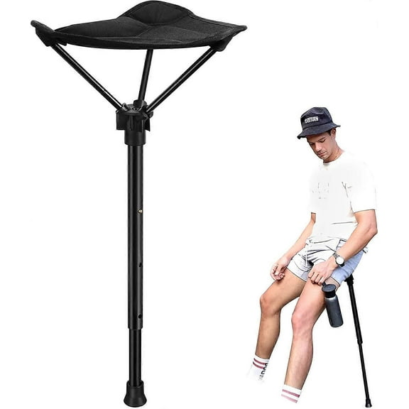 Portable Stool Height Adjustable Seat Retractable Outdoor Fishing Chair With 3 Gear Black