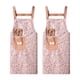 thumbnail image 1 of Delantal con orejas de conejo y flores para mujer, impermeable, de lona, para cocina, para verano, 2 unidades, 1 of 5