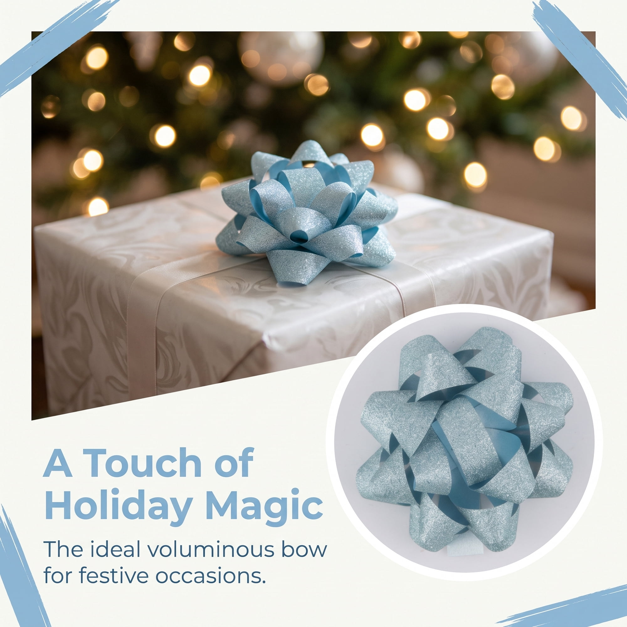 Unique Bargains Pre-Made Gift Bows for Creative Gift Wrapping and Decoration Light Blue
