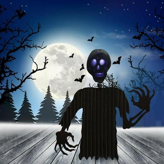 ATDAWN Free Standing Indoor & Outdoor Metal Ghost Skeleton Halloween Holiday Decoration (1-Pack)