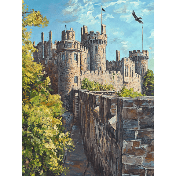Medieval Castle Wall Canvas Art Print,Perfect for Living Room,Office,Dining Room,and Hallway Decoration