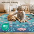 thumbnail image 4 of ODIKA 4'x6' Washable Area Rug Gradient Fish Ombre Scale Starfish Seashell Mermaid Flowing Dynamic for Home Office, Under Desk, Non-Slip Chair-Friendly, Flatwoven, 4 of 7