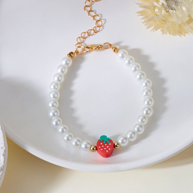 Collier Perlé Fraise Douce Boho Été pour Femmes Filles Y2K Perles Mignonnes Ras du Cou Chaîne Bijou Cadeau de Fête