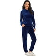 thumbnail image 3 of LELINTA Velour Tracksuit for Women Outfit Hoodie and Pants Tracksuit Yoga Running Sport Sweatsuit Jogger Set, Black/ Blue/ Red/ Purple, S-2XL, 3 of 6