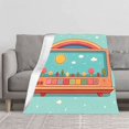 thumbnail image 2 of Whimsical Colorful Flannel Blanket - Soft & Cozy for Sofa Travel Bed & Chair - Features Playful Sun Rainbow & Forest Design, 2 of 7