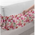 thumbnail image 2 of Watercolor Bed Skirt, Pink Peonies and Roses Green Leaves Exotic Gentle Bouquet Bridal Wedding Theme, Elastic Bedskirt Dust Ruffle Wrap Around for Bedding Decor, 4 Sizes, Multicolor, by Ambesonne, 2 of 2