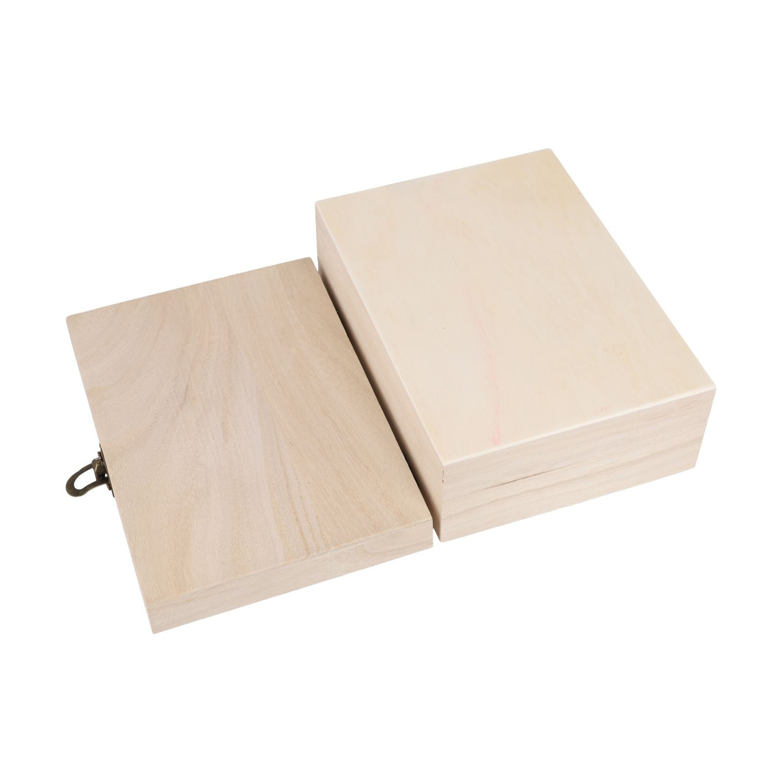 SOFEIYA Plain Wood Wooden Square Hinged Storage Boxes Craft Box