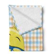 thumbnail image 2 of Cartoon Soft Flannel Fleece Throw Blanket, Hipster Boho Baby Duck Dotted Bow Cool Free Smart Geese Design, Cozy Plush for Indoor and Outdoor Use, 50" x 60", Orange Yellow Blue, by Ambesonne, 2 of 5