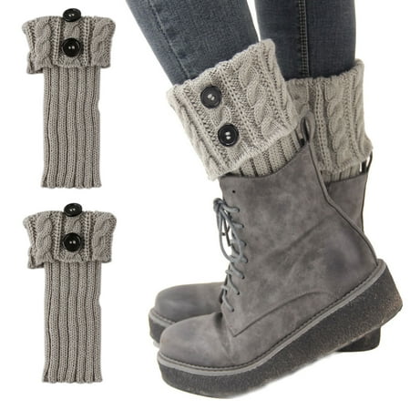 1 Pairs Womens Short Boots Socks Crochet Knitted Boot Cuffs Leg Warmers Socks Winter Warm Cuff Socks Black/White/Gray