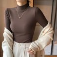 thumbnail image 5 of TRUBKH Women's Sweaters Scoop Neck Long Sleeve Lounge Sweater Thermal Shirts for Winter Layered Sweaters Womens Thermal Tops Wrinkle Free Travel Clothes for Women Brown 2XL, 5 of 5