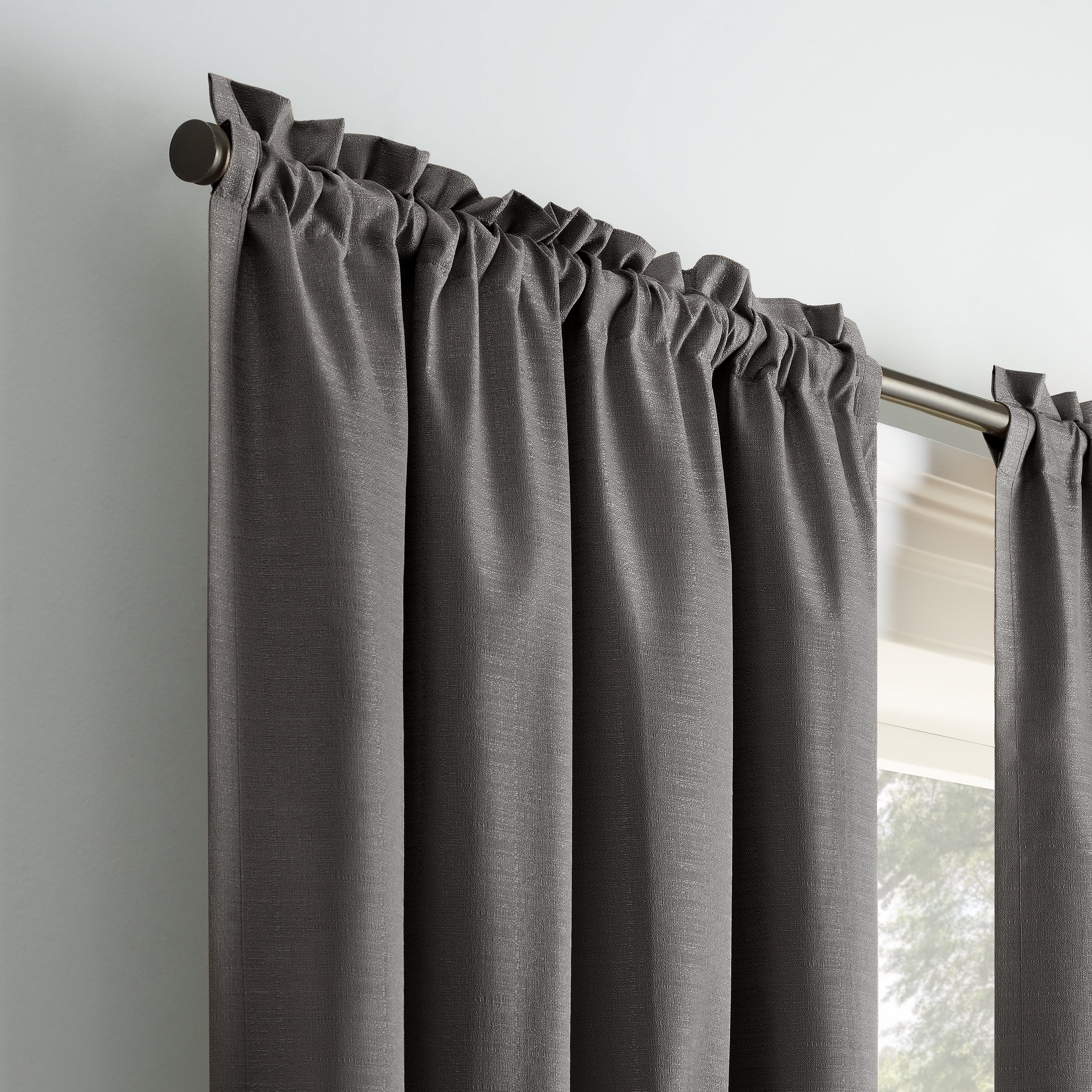 Eclipse Samara Solid Blackout Curtains, Single Curtain Panel, 84 Inch Long Blackout Curtains, 42" W x 84" L, Pewter