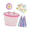 thumbnail image 4 of Cesta decorativa para bicicleta para niños, conjunto de accesorios de decoración para bicicleta, cesta frontal de repuesto bonita multifuncional para blanco rosa, 4 of 9