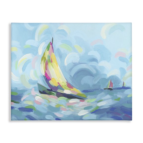 Stupell Industries Contemporary Abstract Sailboat Scenery Canvas Art, 20 x 16, by June Erica Vess