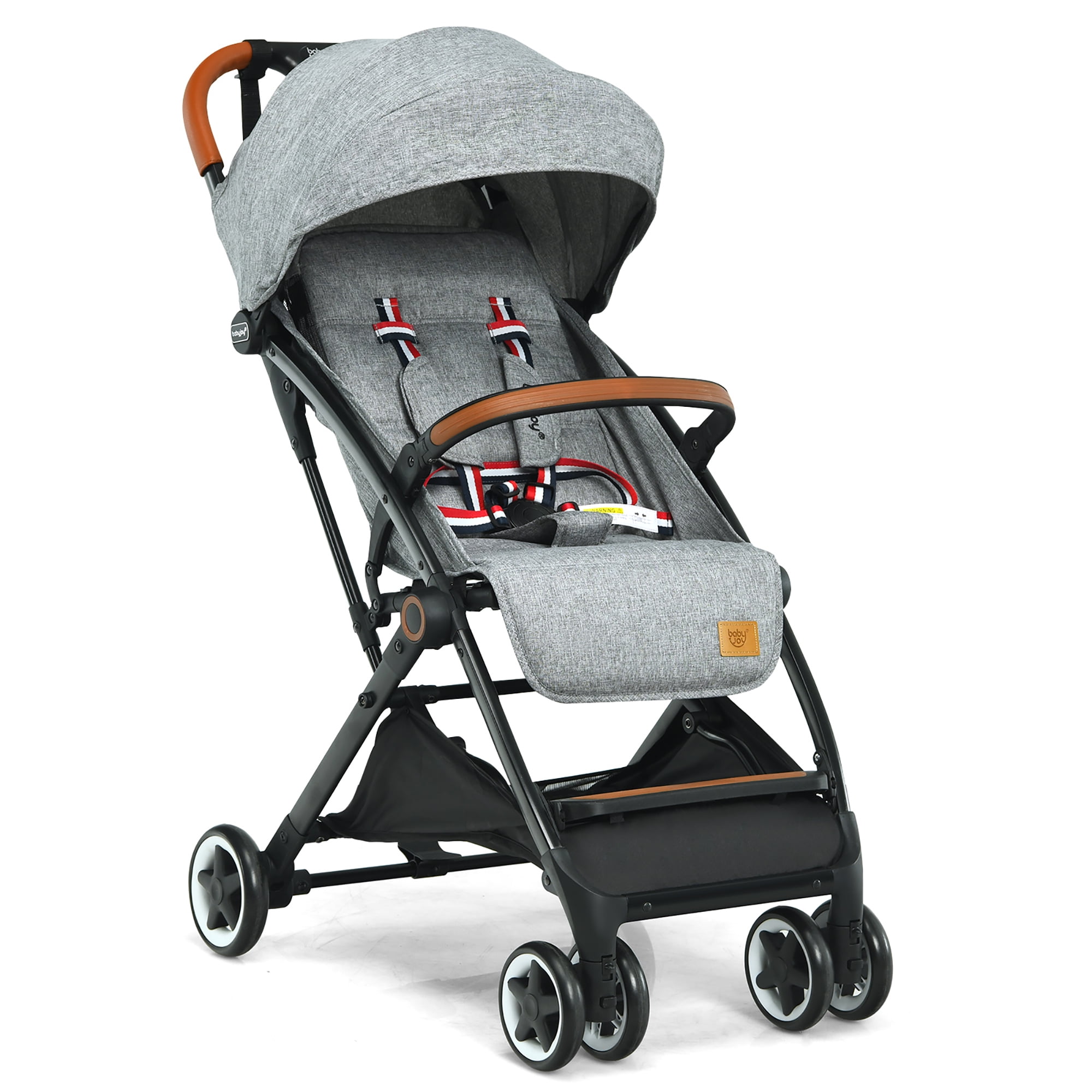 Babyjoy Lightweight Baby Stroller Aluminium Frame with Net for Travel 15 lbs Gray