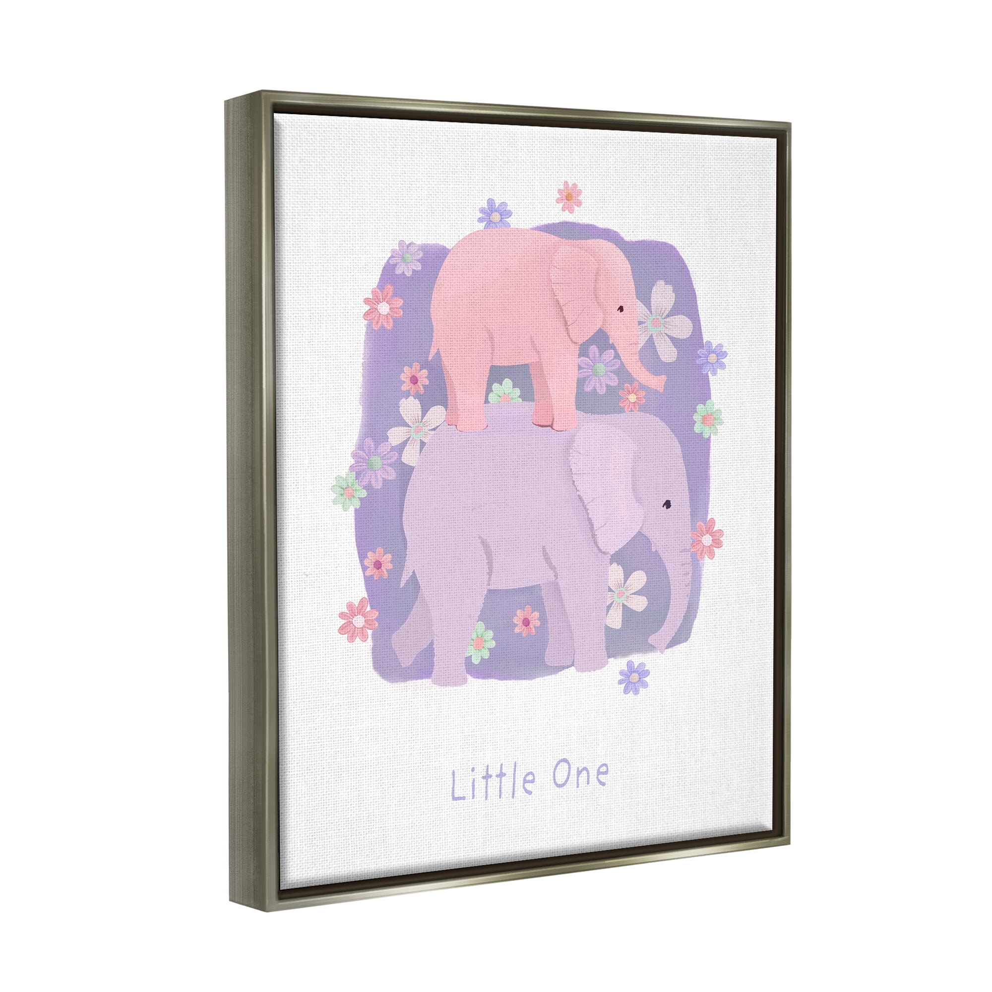 Stupell Industries Little One Baby Elephant Animals & Insects Painting Gray Floater Framed Art Print Wall Art, 25 x 31