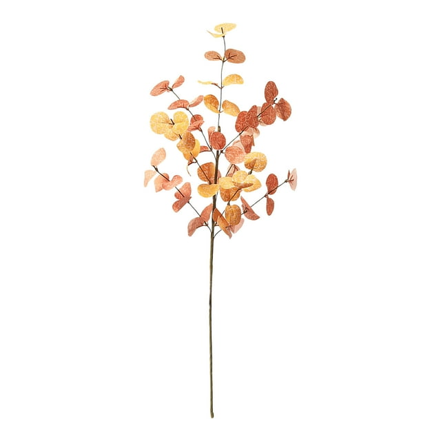 Tallos artificiales de eucalipto, decoración otoñal, hojas de naranja artificiales para centro de mesa, decoración de granja otoñal.