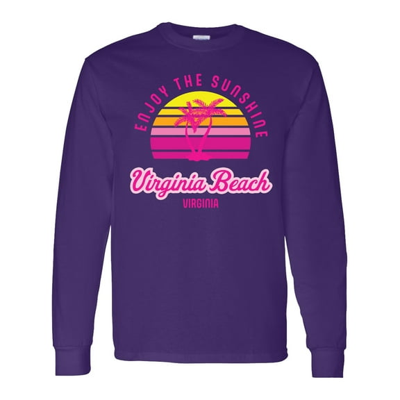 Inktastic Summer Enjoy the Sunshine Virginia Beach Virginia in Pink Long Sleeve T-Shirt