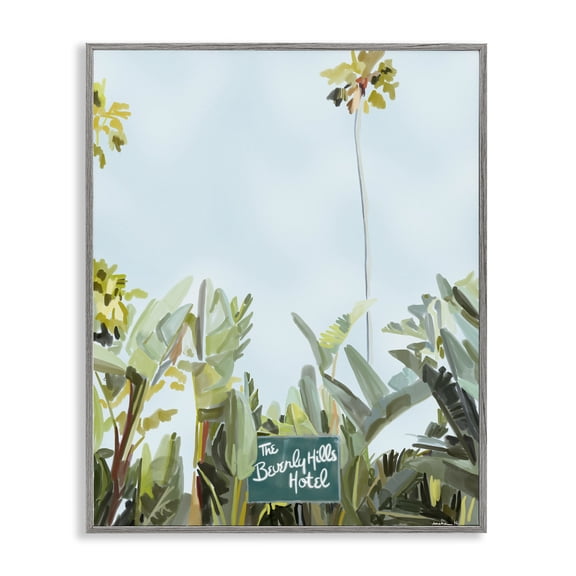 Stupell Industries Contemporary Beverly Hills Hotel Plants Gray Framed Giclee Art, 11 x 14, by Amelia Noyes
