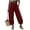Wine, variant on Womens Cotton Linen Harem Pants Elastic Waist Baggy Pant Drawstring Balloon Trouser Loose Comfy Beach Pants with Pockets White S