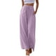thumbnail image 1 of Pantalones palazzo de lino para mujer con bolsillos - Cintura elástica con cordón, pierna ancha y fluida, adecuados para la playa/uso informal - Tallas S-XXL, 1 of 5