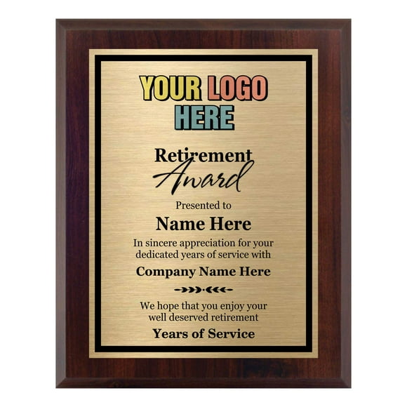 Awards4U Retirement Award Plaque - Add a Company Logo to Your Custom Plaque - Personalized Gift for Men and Women - 8x10 - Personalize Now!